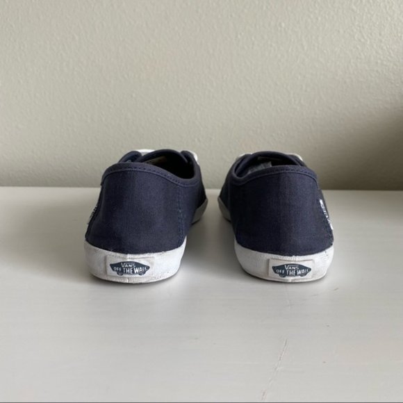 Vans, Dark Blue/White Skinny Stripes Tazie Lace Up Canvas Sneakers, Size 6.5 - Picture 5 of 9